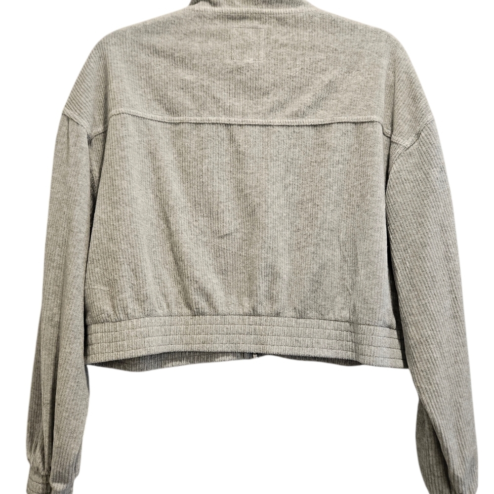 Woman's aerie Grey Corduroy collared cropped Jacket with pockets - Picture 2 of 7